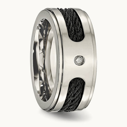 Polished Black IP-plated Cables Diamond Band — photo set