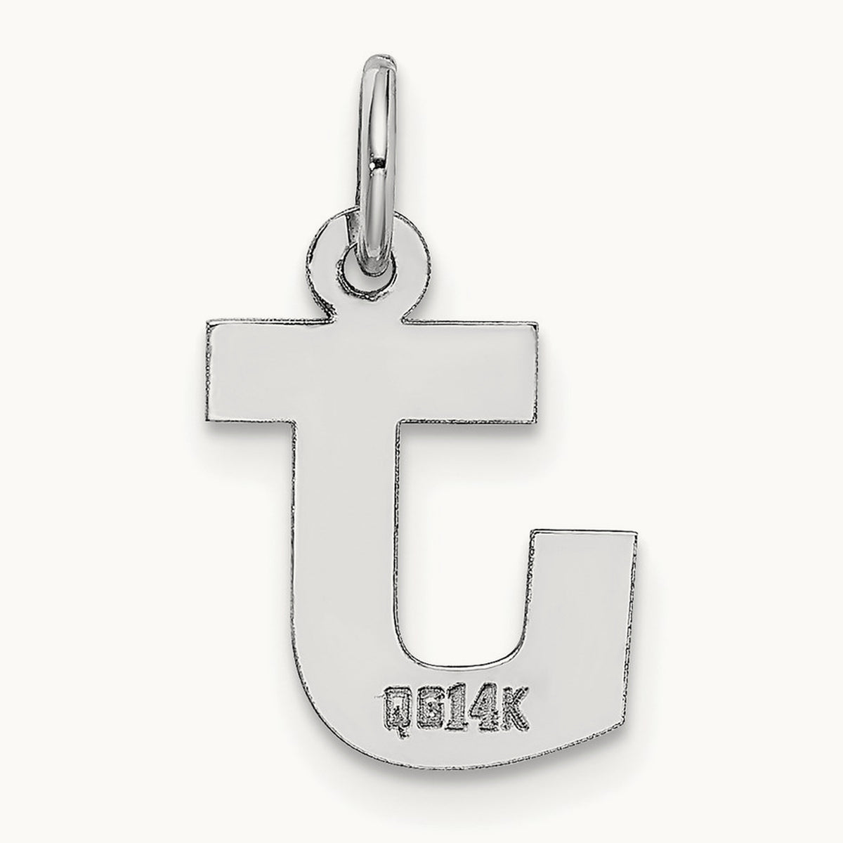 Small Block Initial Charm — 14K White Gold, J