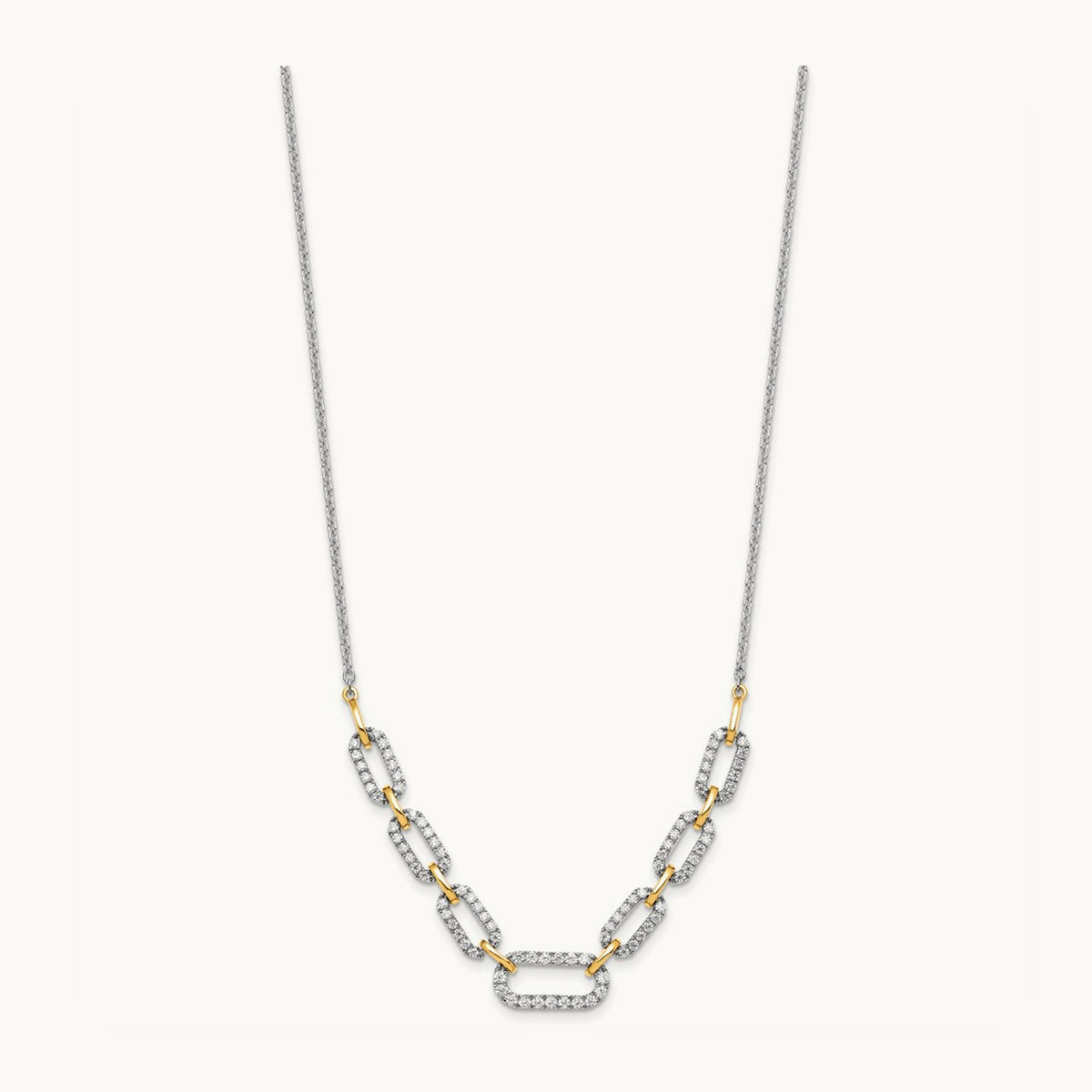 Fashion Link Necklace, 1.00 ct tw Lab-Grown Diamond — 14K Two-Tone