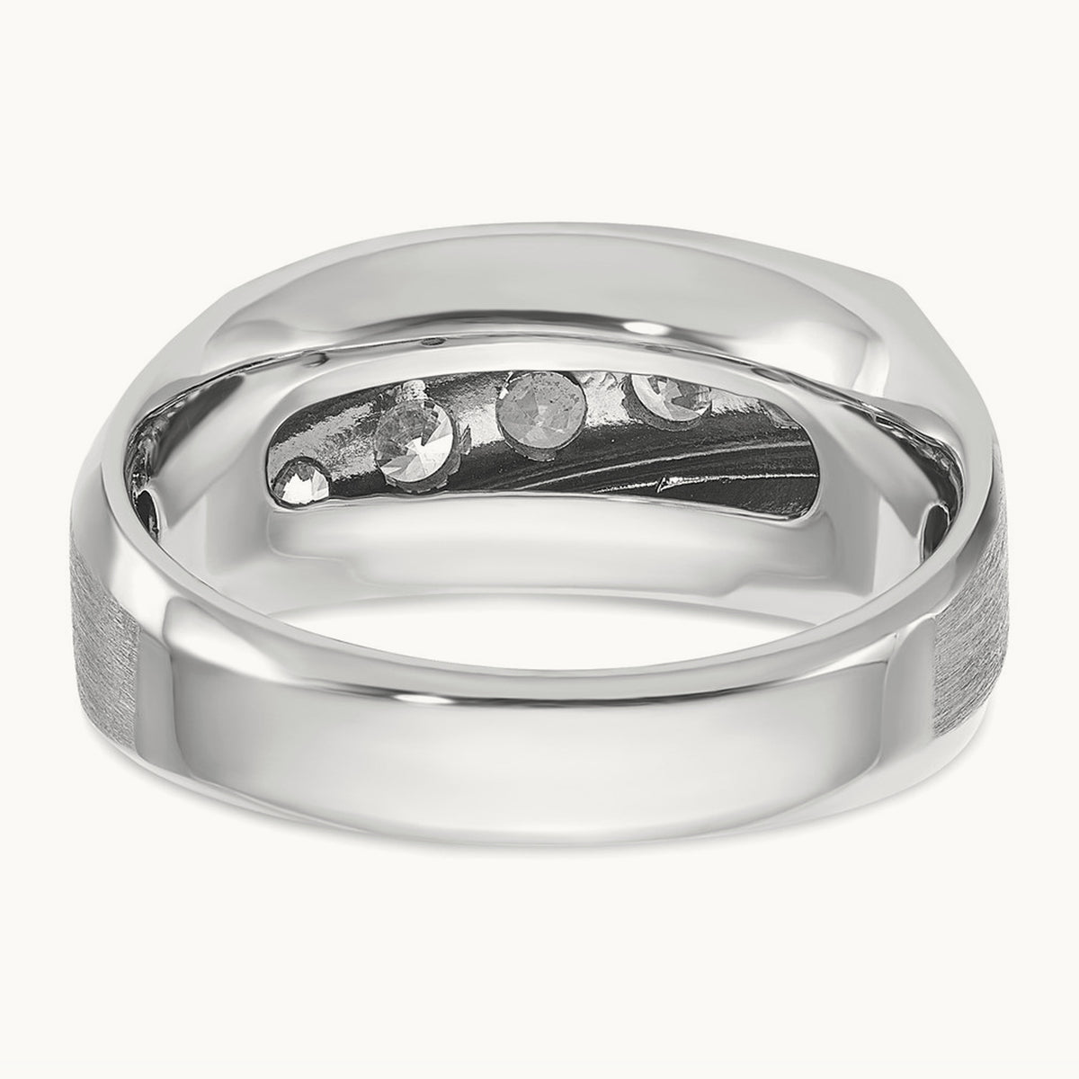 IBGoodman Men's Polished & Satin 5-Stone Diamond Ring, 14K White Gold