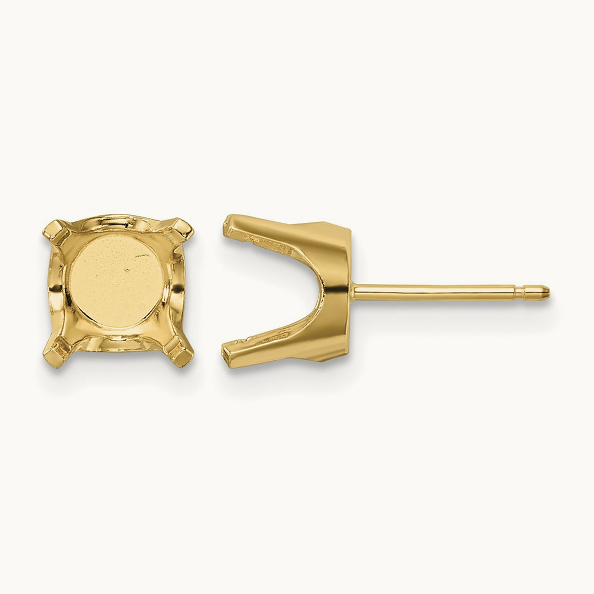 Setting: Round Stud Earring Mounting with backs — 14K Yellow Gold