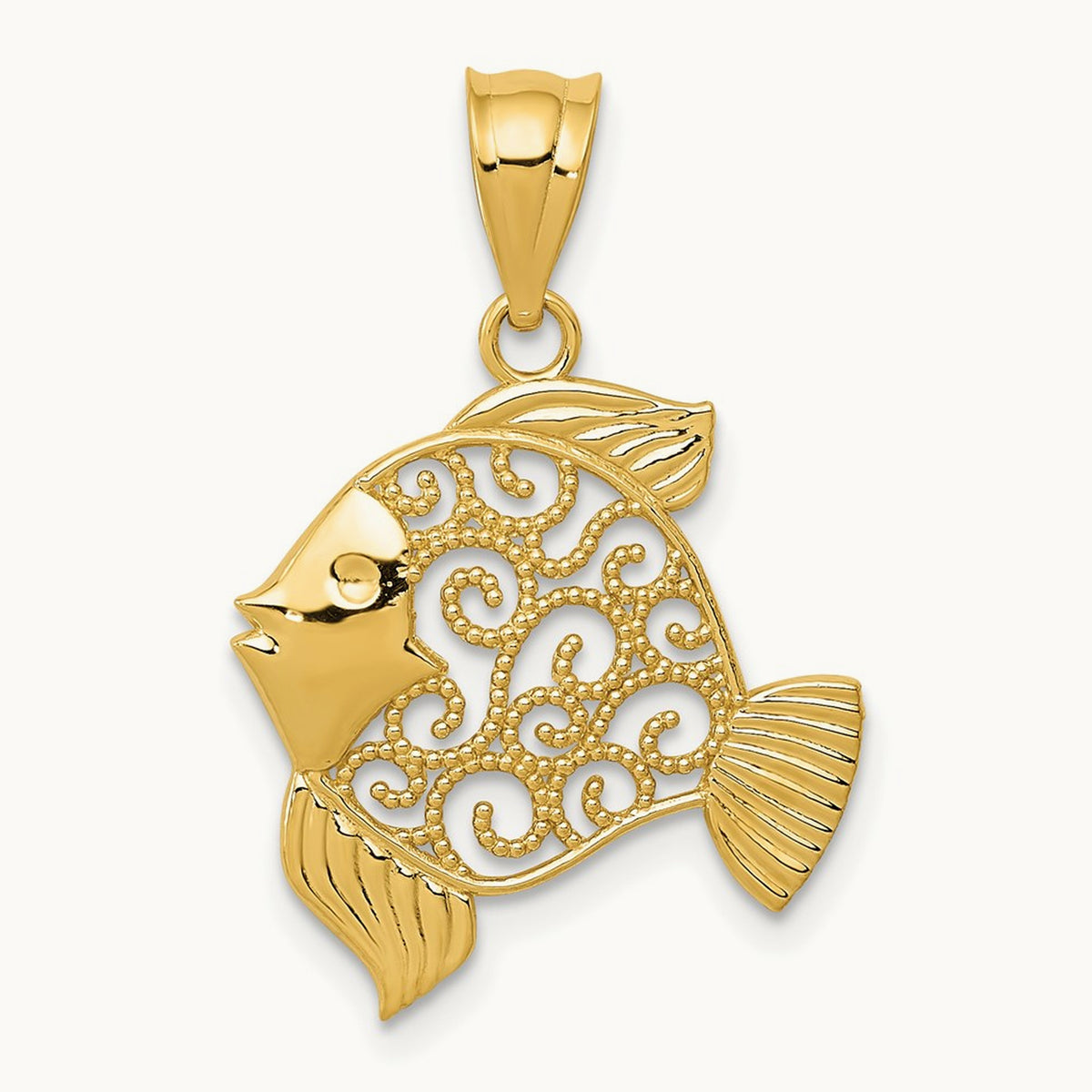 Filigree Fish Pendant, 14K