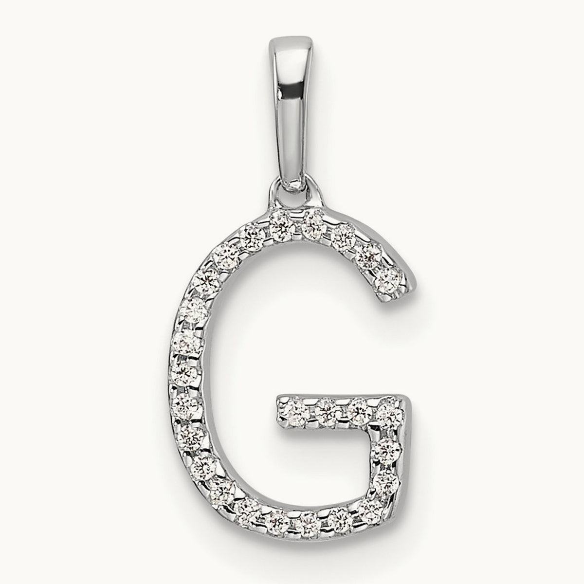 Diamond Letter G Initial Pendant, 14K White Gold