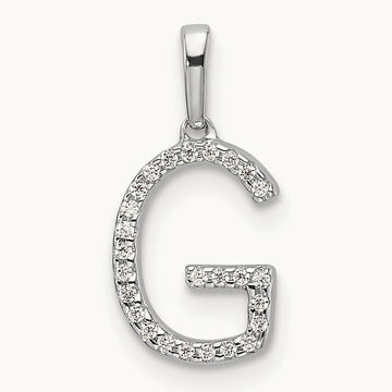 Diamond Letter G Initial Pendant, 14K White Gold