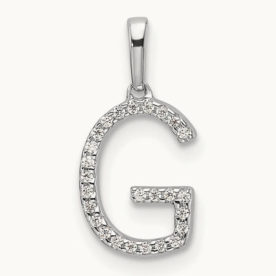 Diamond Letter G Initial Pendant, 14K White Gold