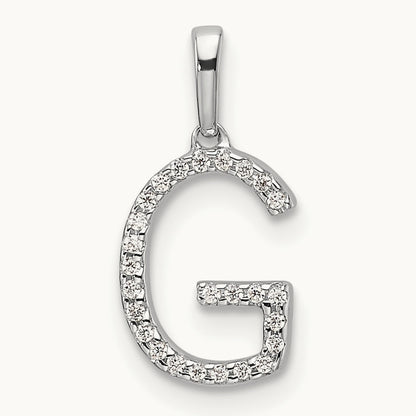 Diamond Letter G Initial Pendant, 14K White Gold