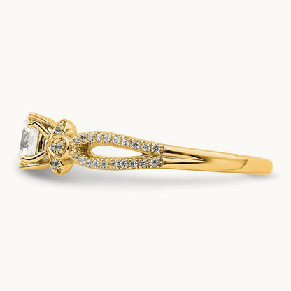 1/2ct Round Split Shank Semi-Mount Eng. Dia Ring, 14K Gold