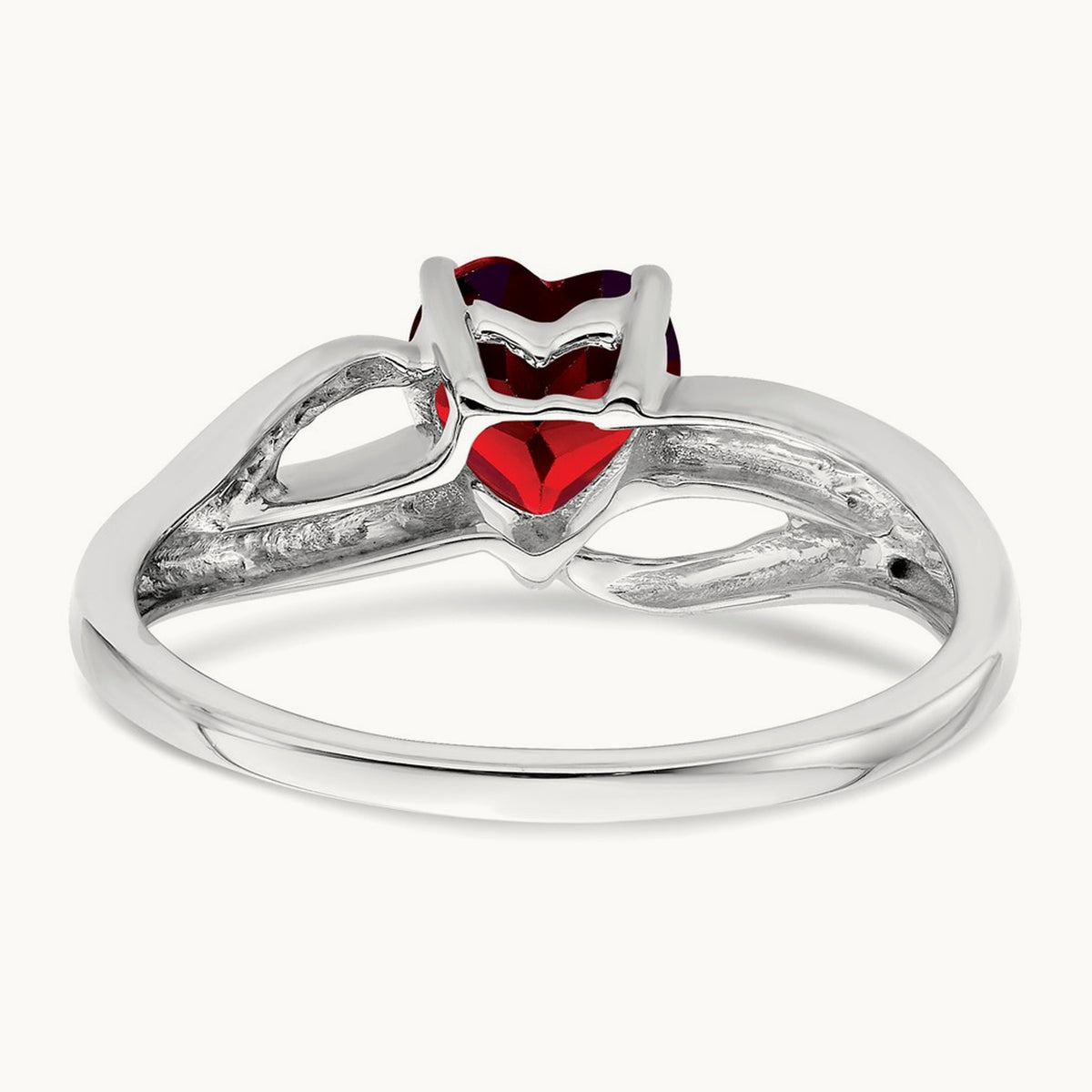Created Ruby and Lab-Grown Diamond Heart Ring — 14K White Gold, 7