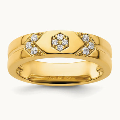 Hexagon Diamond Womens Complete Wedding Band, 14K