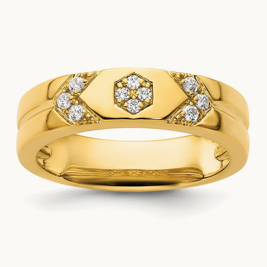Hexagon Diamond Womens Complete Wedding Band, 14K