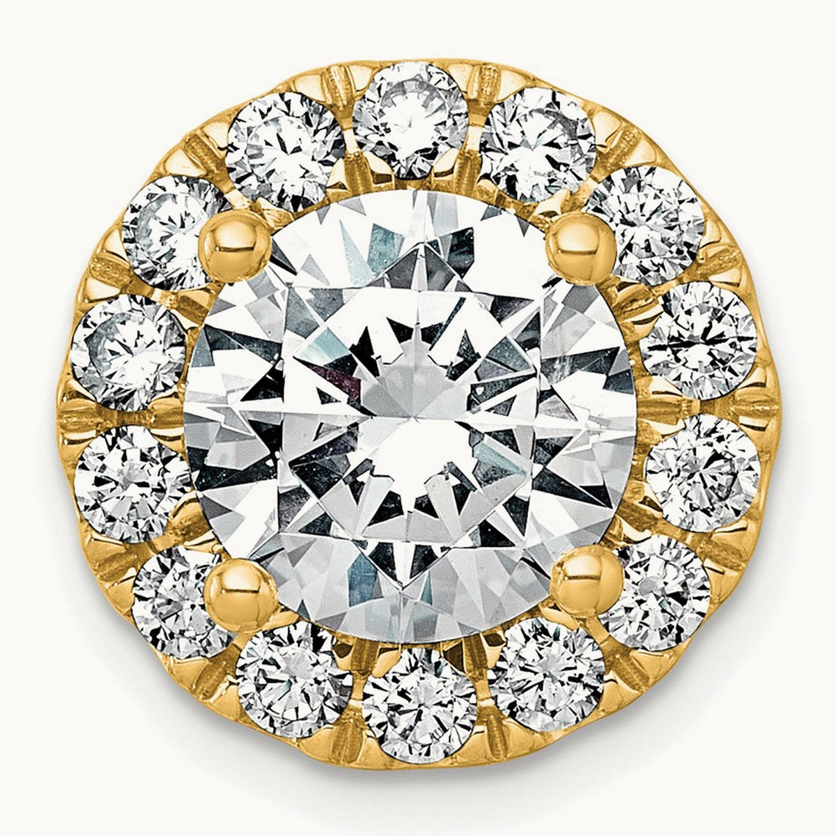Round Halo Chain Slide Pendant, 0.25-5.00 ct tw Lab-Grown Diamond — 5 ct, 14K Yellow Gold