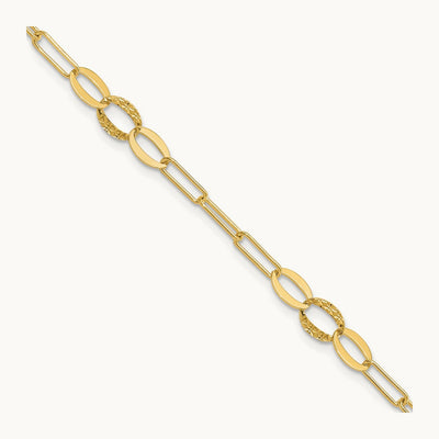 D/C Paperclip Link 7.25in Bracelet, 14K