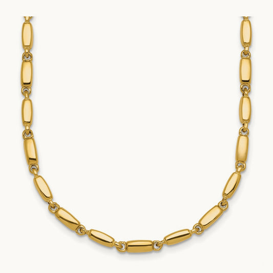 Polished Fancy Link Necklace, 3mm, 14K