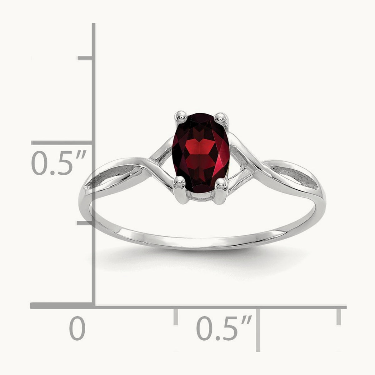 Garnet Birthstone Ring, 14K White Gold