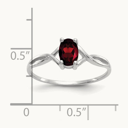 Garnet Birthstone Ring, 14K White Gold
