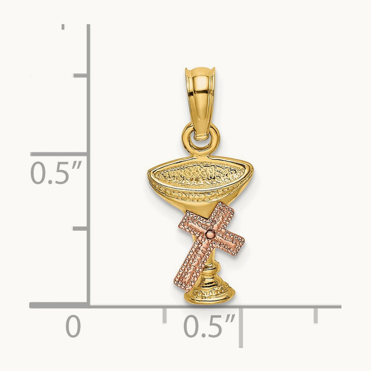 Communion Cup w/ Cross Charm, 14K Two-tone