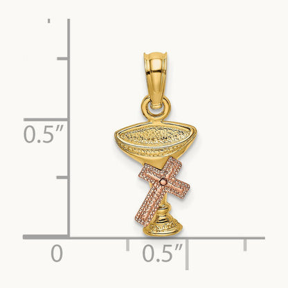 Communion Cup w/ Cross Charm, 14K Two-tone