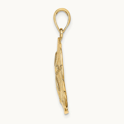 Polished Sand Dollar Charm — 14K Yellow Gold, 27mm