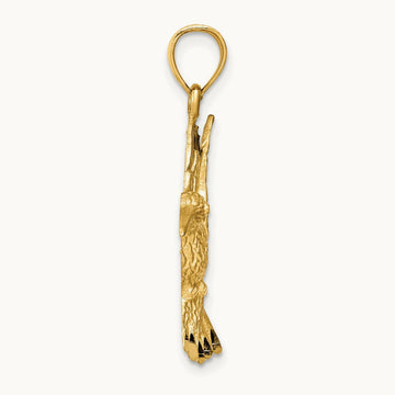 Diamond-cut Hummingbird Pendant, 14K