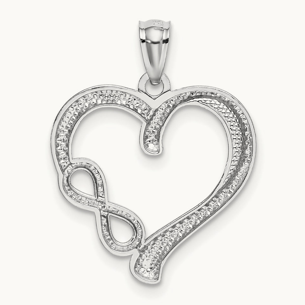 Polished Small Infinity Heart Pendant, 14K White Gold