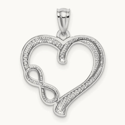 Polished Small Infinity Heart Pendant, 14K White Gold