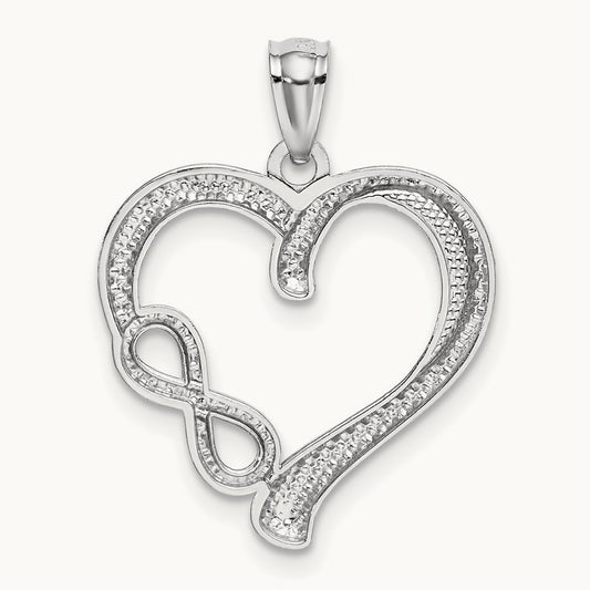 Polished Small Infinity Heart Pendant, 14K White Gold