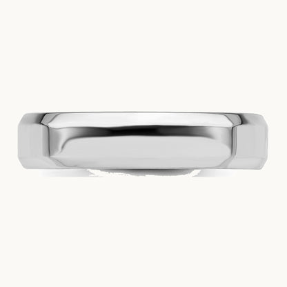 Sterling Silver Rhodium-plated 5mm Bevel Edge Band
