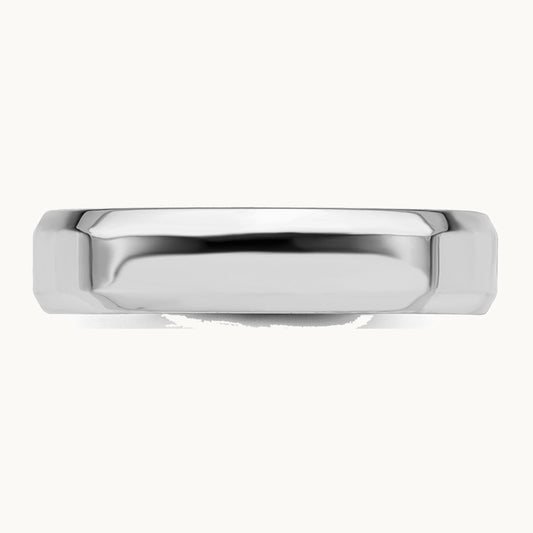 Sterling Silver Rhodium-plated 5mm Bevel Edge Band