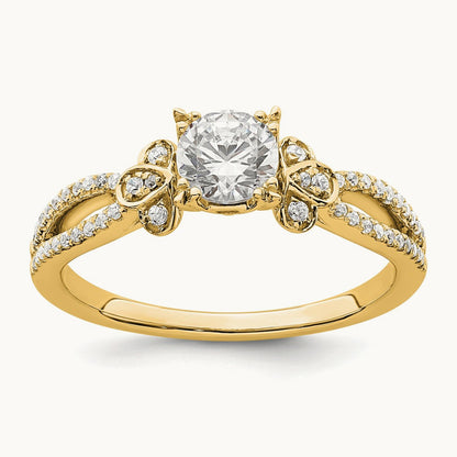 1/2ct Round Split Shank Semi-Mount Eng. Dia Ring, 14K Gold