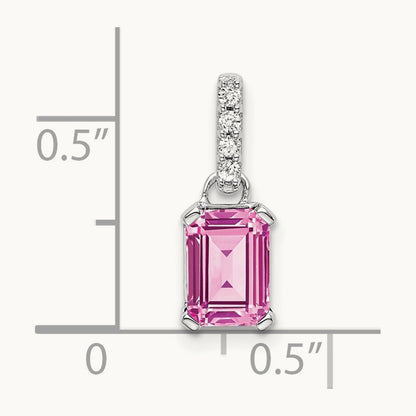 Created Pink Sapphire Pendant, 0.05 ct tw Lab-Grown Diamond