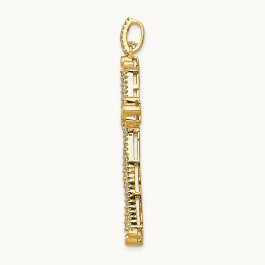 Diamond Budded Cross Pendant, 14K