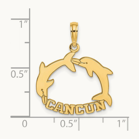 CANCUN w/ Double Jumping Dolphin Charm, 14K
