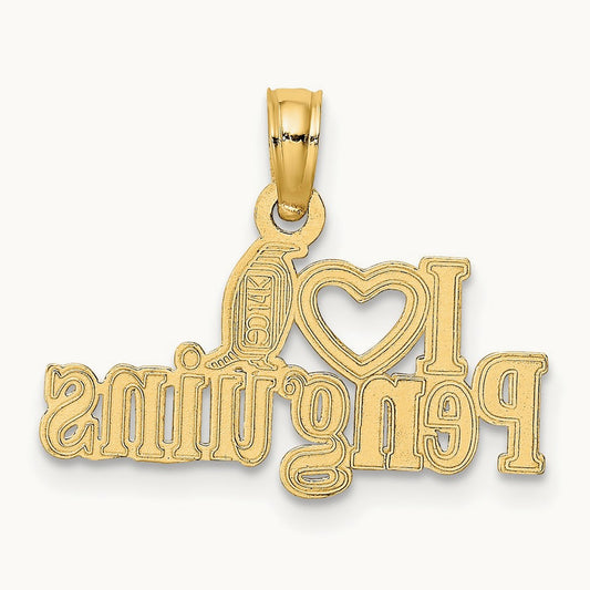 I HEART PENGUINS w/ Penguin Charm, 14K