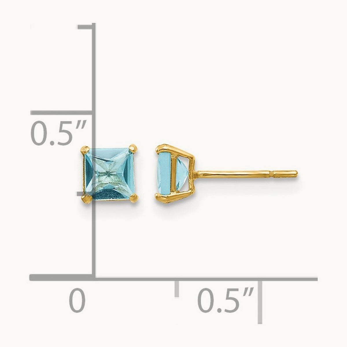 Madi K Blue Topaz Square Post Earrings, 4mm, 14K