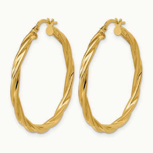Polished Twisted Round Hoop Earrings — Leslie's — 36mm