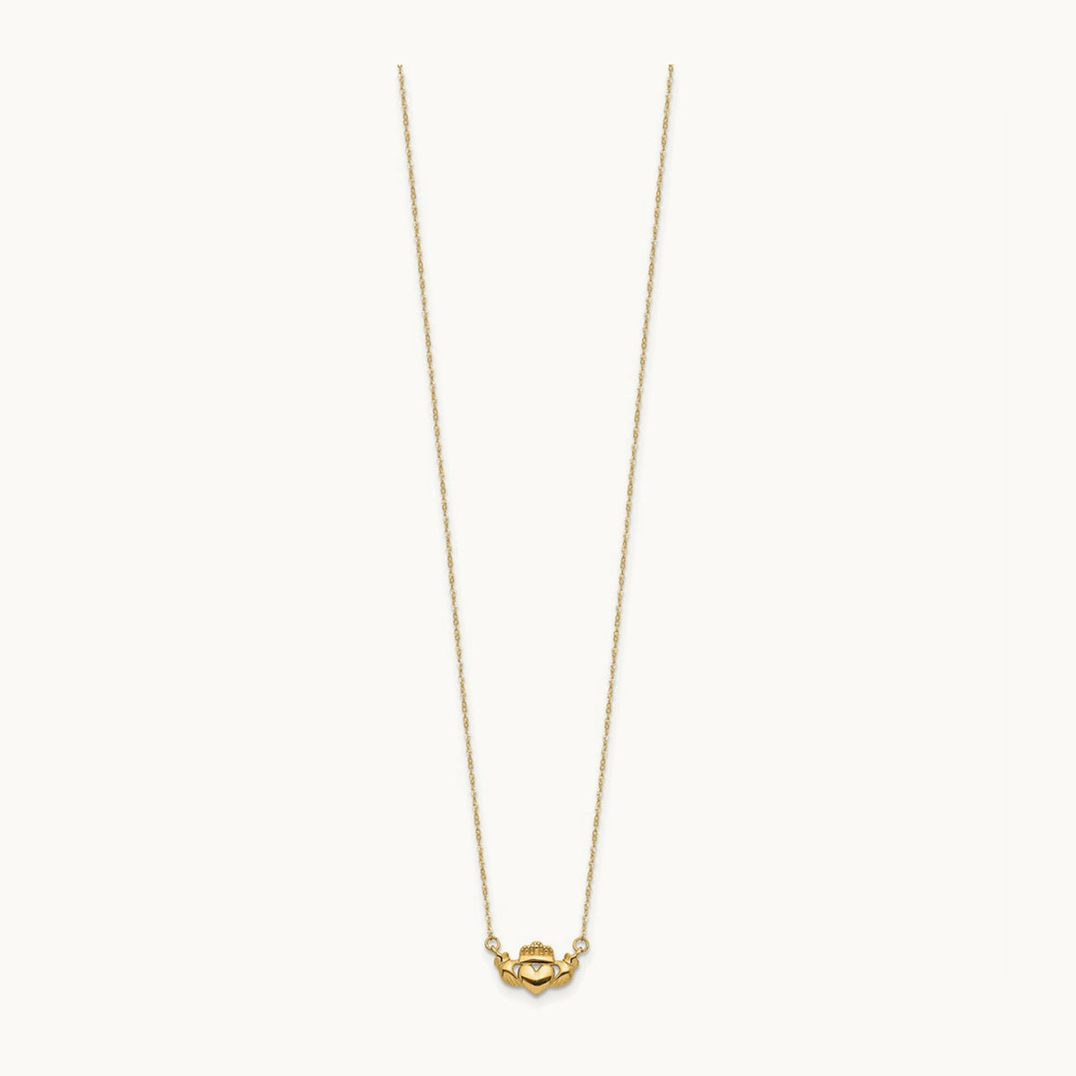 Polished Claddagh 17 inch Necklace, 14K