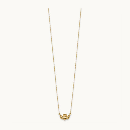 Polished Claddagh 17 inch Necklace, 14K