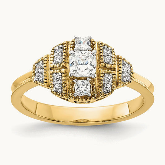 Art Deco Cushion Center Semi-Mount Engagement Ring, 0.25-0.50 ct tw