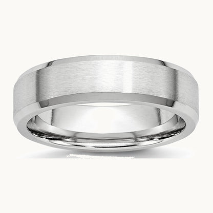 Cobalt Satin and Polished Beveled Edge Band — 6mm