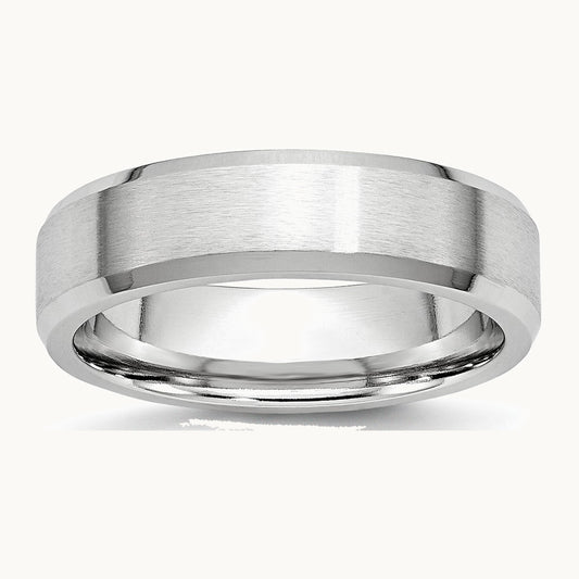 Chisel Cobalt Satin and Polished Beveled Edge 6mm Band