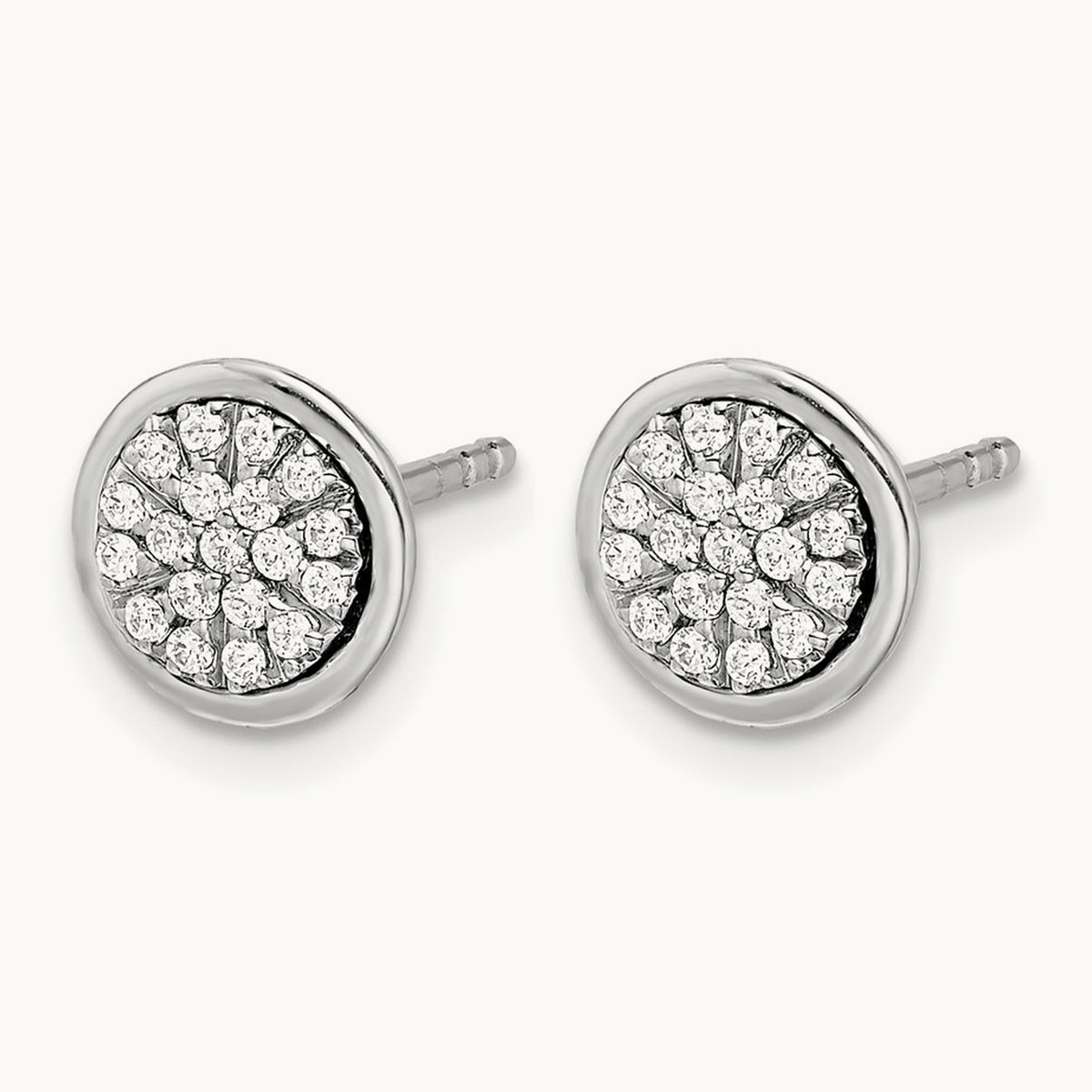 Diamond Cluster Post Earrings, 14K White Gold