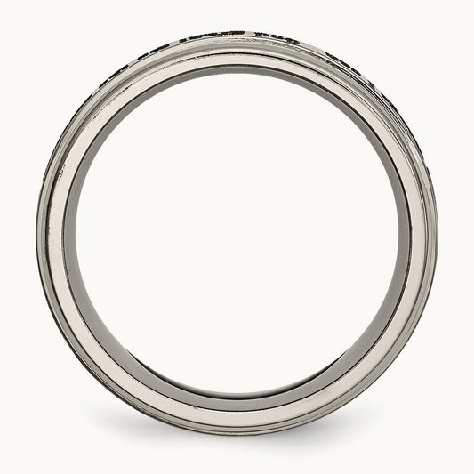Brushed & Polished Serenity Laser Design Ridged Edge Band — photo set