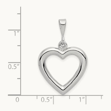 Solid Polished Heart Pendant, 14K White Gold