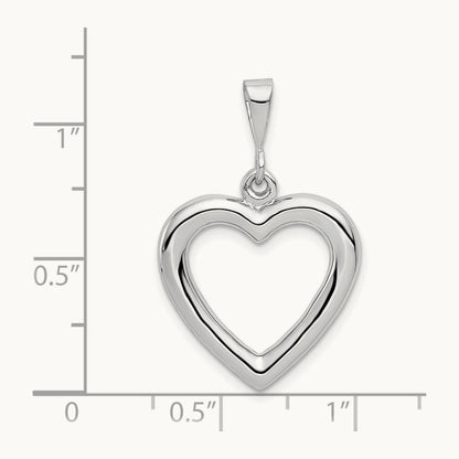 Solid Polished Heart Pendant, 14K White Gold