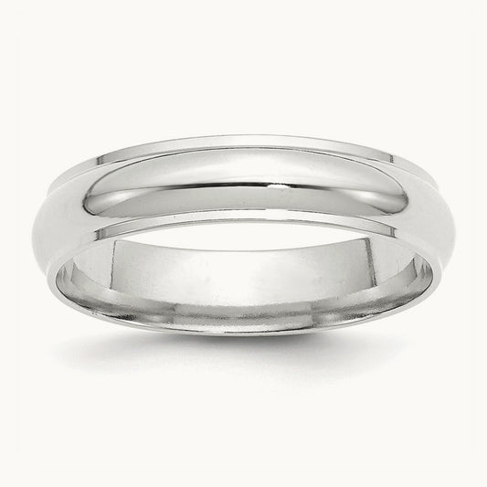 Half Round with Edge Band, 5mm, Sterling Silver
