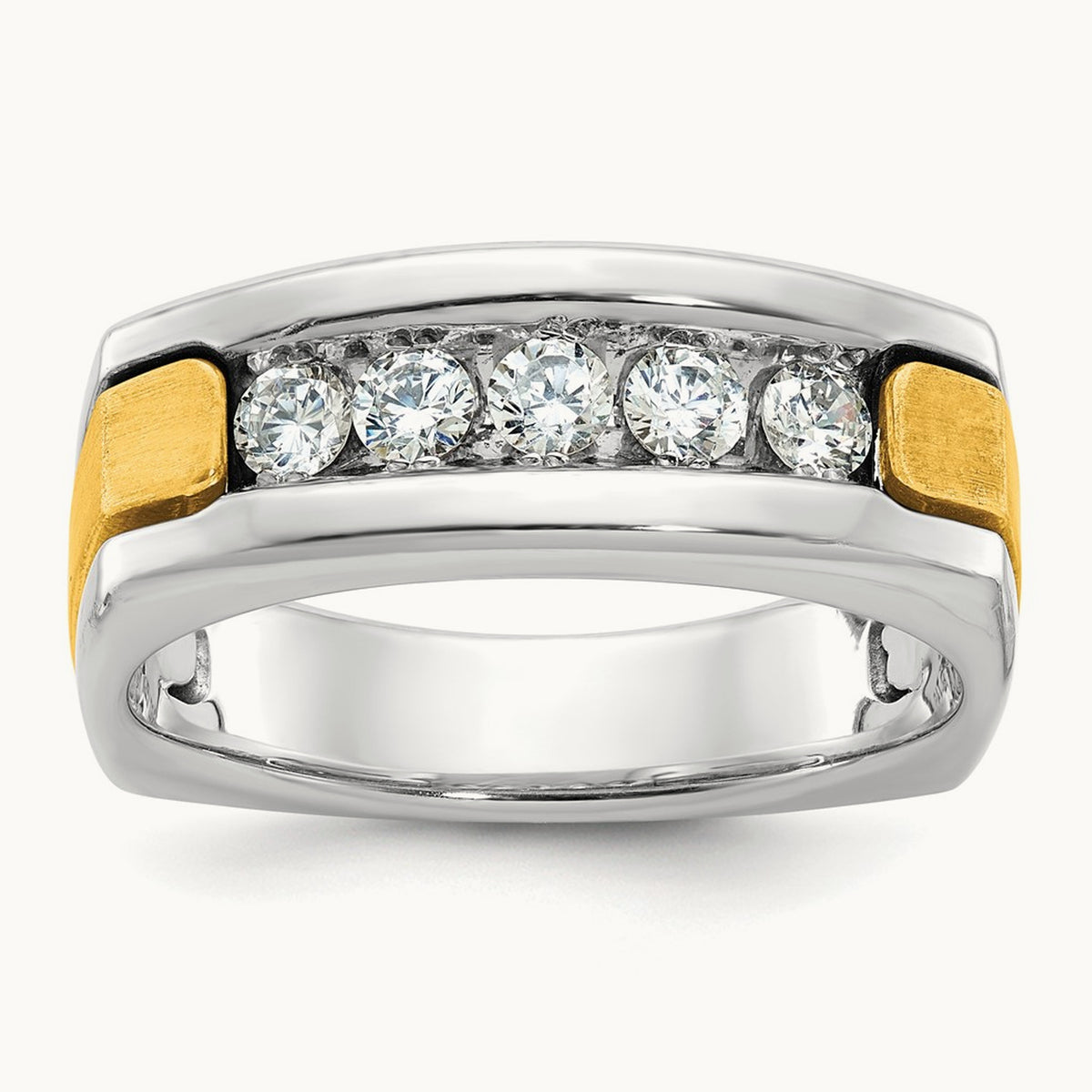 IBGoodman Men's Polished & Satin 5-Stone Diamond Ring, 14K Two-tone
