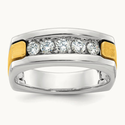 IBGoodman Men's Polished & Satin 5-Stone Diamond Ring, 14K Two-tone