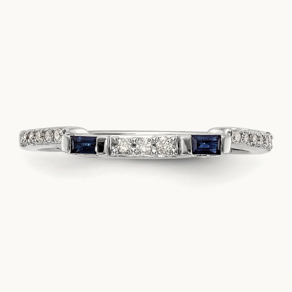 Diamond & Sapphire Wedding Band, 14K White Gold