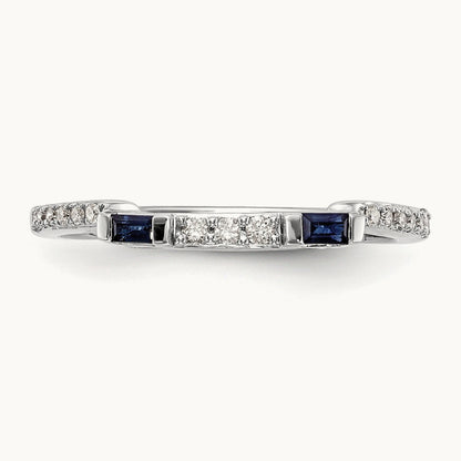 Diamond & Sapphire Wedding Band, 14K White Gold