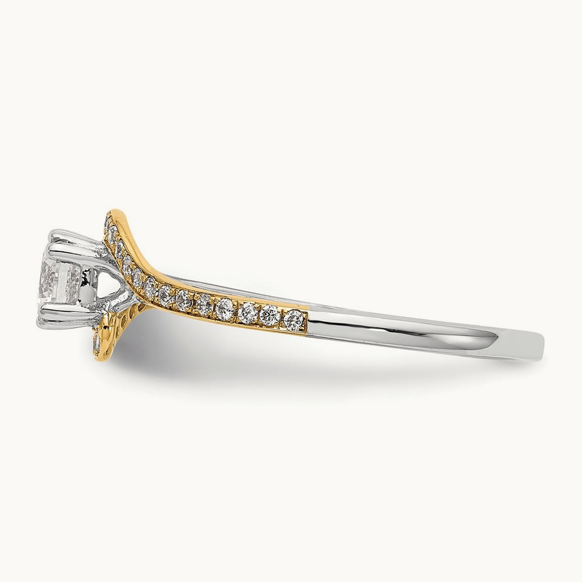 Round Semi-Mount Bypass Engagement Ring — 14K Two-Tone, 6.75